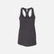 Camisole à dos nageur Bella + Canvas en gris foncé, vêtement pour femme, tissu doux et ajusté, vue de face.
