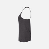 Camisole racerback gris foncé Bella + Canvas, vêtement pour femmes, vue de face sur fond blanc.