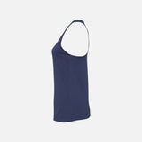 Camisole racerback Bella + Canvas en marine, tissu doux, coupe ajustée, idéale pour un style décontracté et confortable.