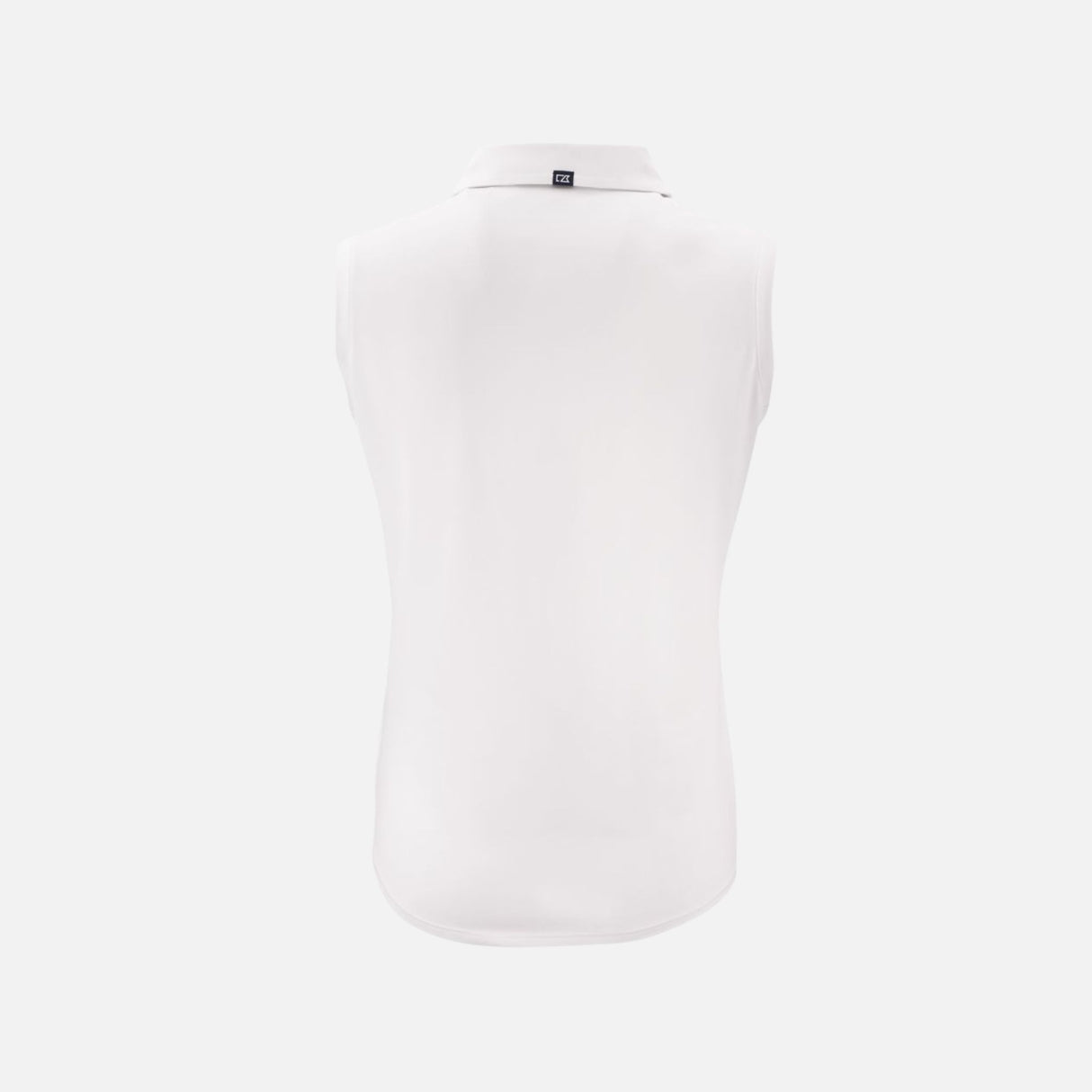 Camisole pour femme de marque Cutter&Buck, vêtement-chandail blanc avec col polo, porté élégamment.