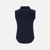 Camisole pour femme Cutter&Buck en coloris marine, vêtement-chandail en coton léger avec col polo, vue de face.