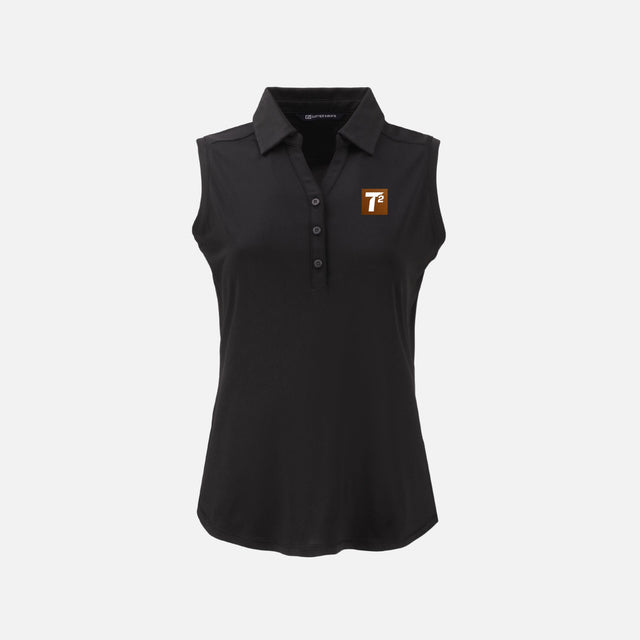 Camisole pour femme Cutter & Buck, polo noir, tissu léger, col en V, style élégant et confortable.