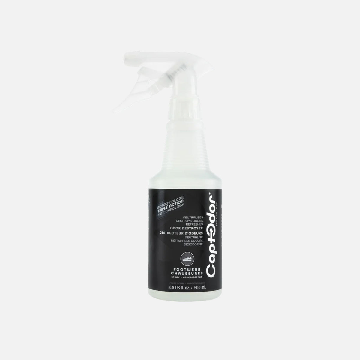 Destructeur d’odeurs pour chaussures Captodor 500 ml, vaporisateur anti-odeurs pour une fraîcheur durable