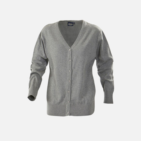 Cardiguan gris pour femme James Harvest avec boutons, vêtements veste-corpo élégant et confortable.