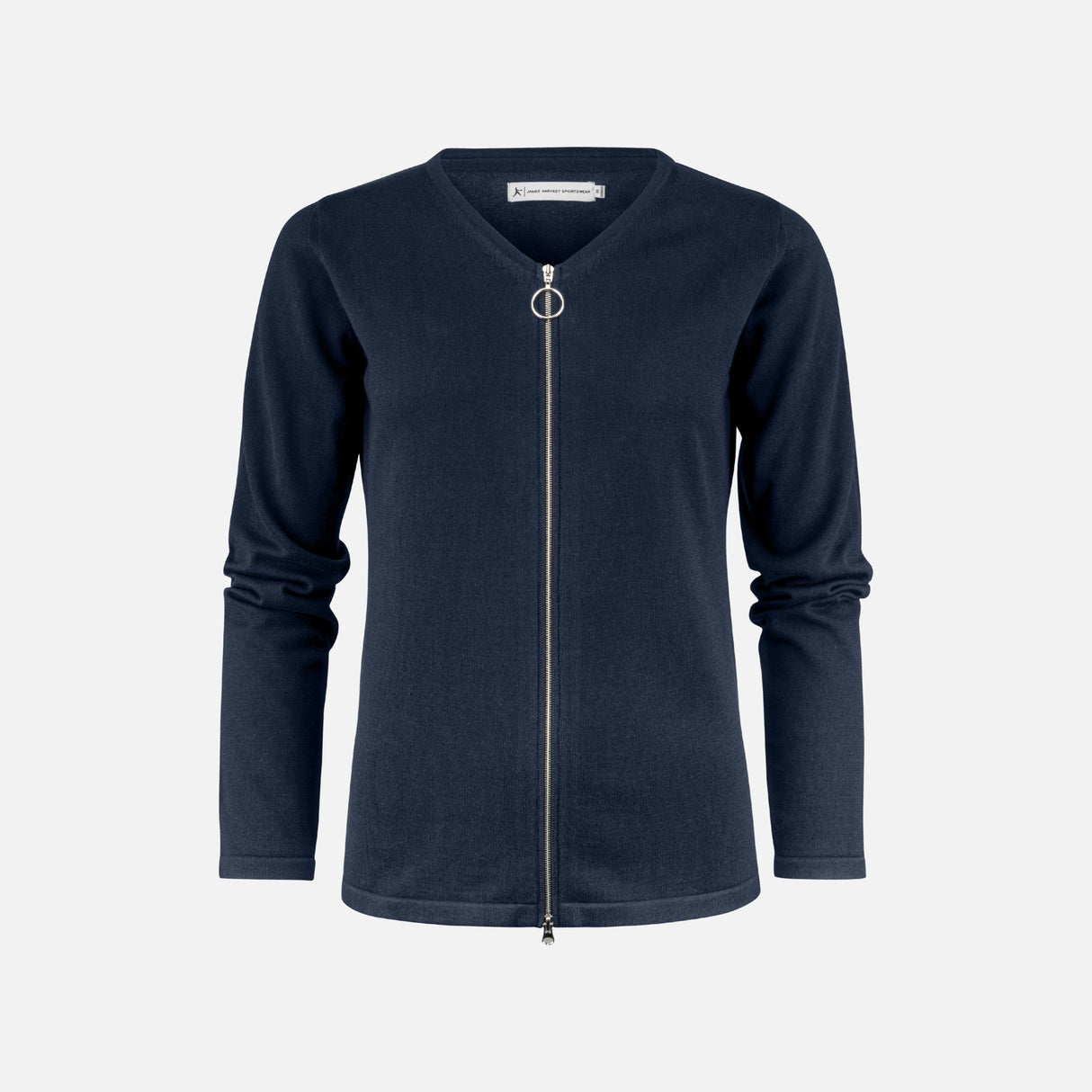 Gilet zippé en tricot pour homme James Harvest Ashland, bleu marine, veste légère et confortable.