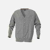 Cardigan homme gris James Harvest, veste élégante et confortable pour homme, en tissu doux avec col en V et manches longues.