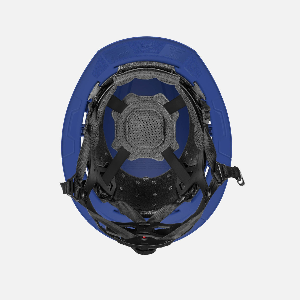 Casque de sécurité Milwaukee bleu de type 2 à bord complet, classe E, pour protection individuelle sur chantier.