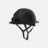 Casque de sécurité Milwaukee noir, type 2 à bord complet, classe E, protection individuelle pour travaux en milieu industriel.