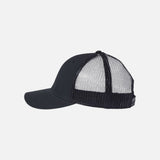 Casquette écoresponsable Atlantis Headwear RETH noire, style trucker, tissu durable, accessoire mode écologique et confortable.