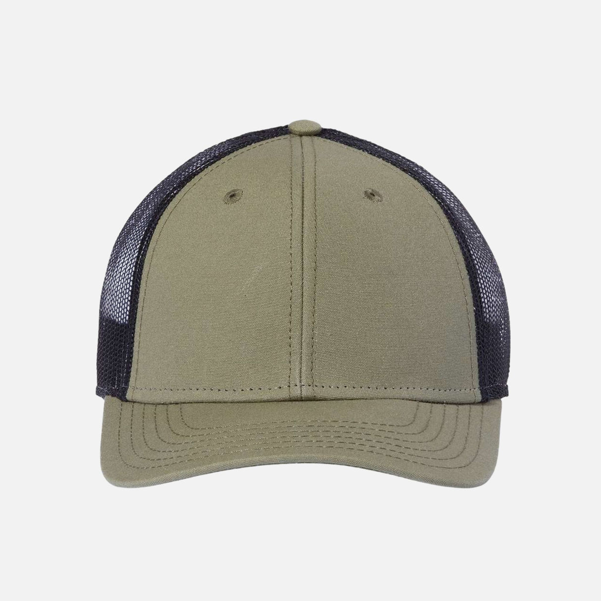Casquette écoresponsable de style trucker Atlantis Headwear en tissu olive, confortable et durable.