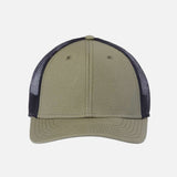 Casquette écoresponsable de style trucker Atlantis Headwear en tissu olive, confortable et durable.