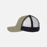 Casquette écoresponsable Atlantis Headwear RETH olive, style trucker, confort durable, accessoire de mode écologique pour hommes et femmes