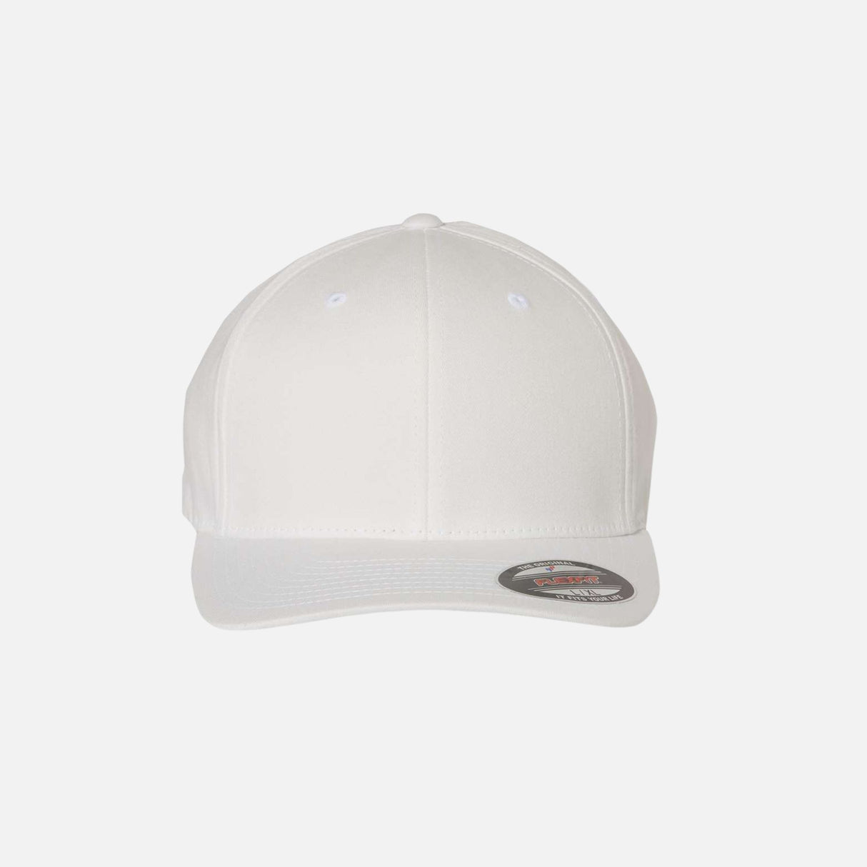 Casquette à filet structurée six panneaux Flexfit blanche, accessoire de mode pour le sport ou le casual, vue de face.