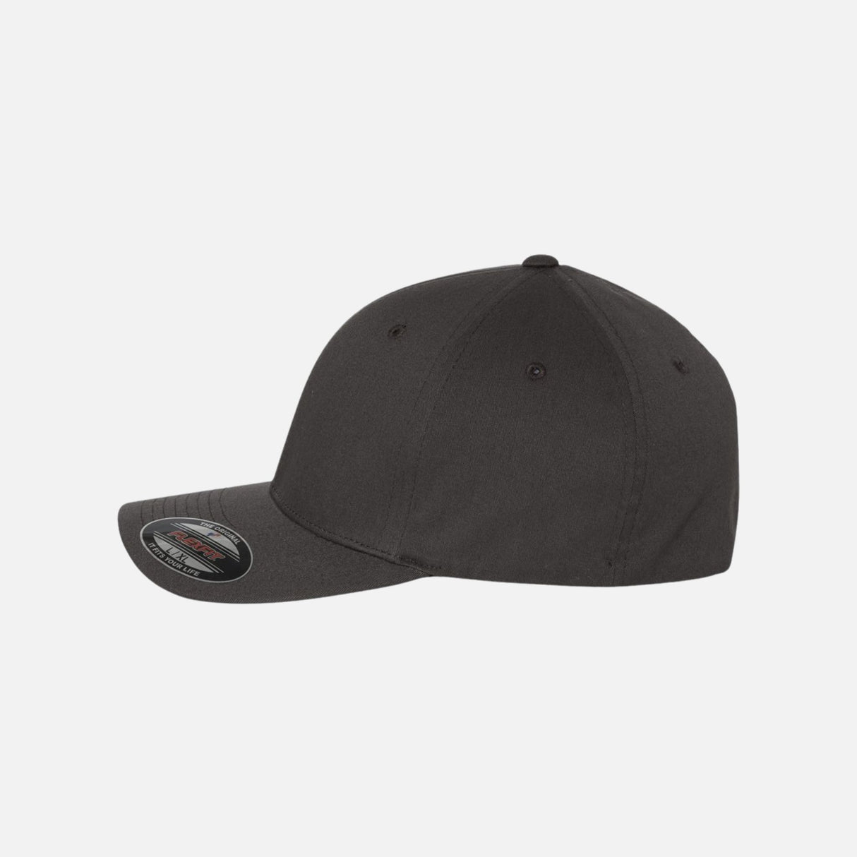 Casquette Flexfit à filet structurée six panneaux en gris foncé, accessoire de casquette sportive et tendance.