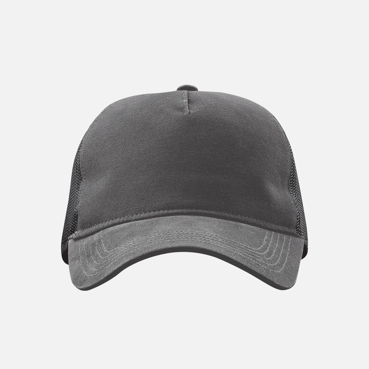 Casquette Stormtech à 5 panneaux en toile et filet gris, accessoire pour sports ou activités de plein air.
