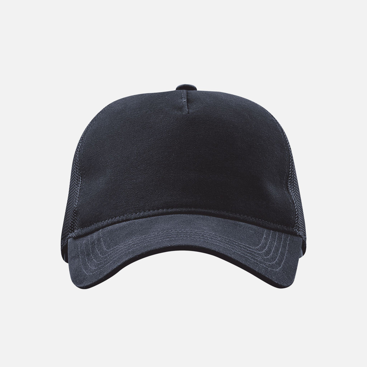 Casquette Stormtech Scirroco à 5 panneaux en toile et filet, couleur marine, vue de face.