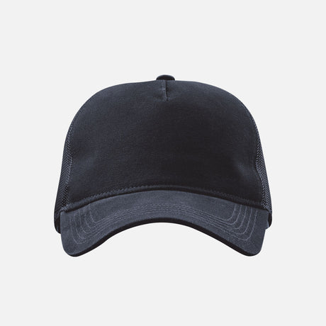 Casquette Stormtech Scirroco à 5 panneaux en toile et filet, couleur marine, vue de face.