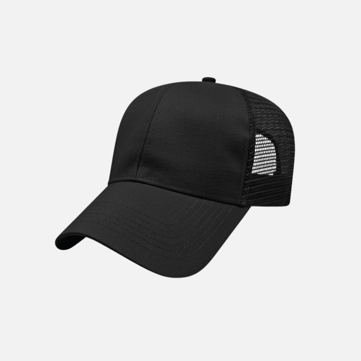 Casquette trucker noir DML Creation avec mesh, style classique et fermeture snapback, pour un look décontracté et ventilé.