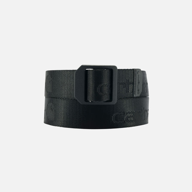 Ceinture à sangle en nylon noire Carhartt, accessoire durable avec ajustement rapide pour un style pratique et résistant.