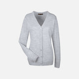 Chandail cardigan boutonné gris Harriton en maille, manches longues et boutons sur le devant, pour un style décontracté.