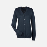 Cardigan boutonné Harriton en molleton marine, chandail en vêtements-chandails, style classique et confortable.