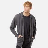 Chandail à capuche zippé en molleton gris foncé de la marque Independent Trading Co., vêtement à capuchon pour homme.