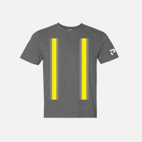 T-shirt à manches courtes unisexe ATC en graphite, vêtement décontracté en coton avec bandes sur les manches.