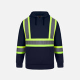 Chandail à capuchon haute visibilité unisexe en molleton, marque Canada Sportswear, couleur marine, vêtement de sécurité.