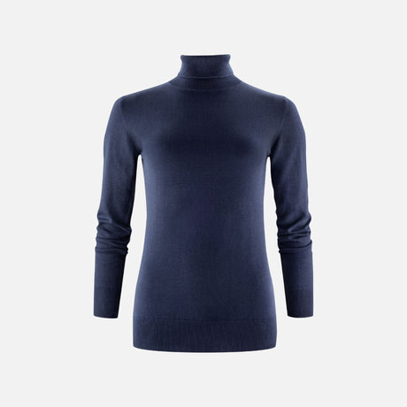 Pull tricoté col roulé pour femme James Harvest Ashland, en laine marine, élégant et chaud, parfait pour l'hiver.