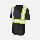 T-shirt de sécurité à manches courtes et poches Tough Duck noir, vêtements de sécurité et visibilité, pour le travail.