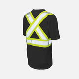 T-shirt de sécurité noir à manches courtes avec poches de la marque Tough Duck, vêtement de sécurité et visibilité.