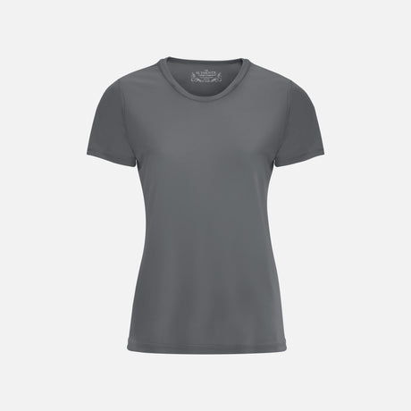 T-shirt à manches courtes pour femme ATC Pro Team, tissu charbon, style sportif et confortable, porté par un mannequin.