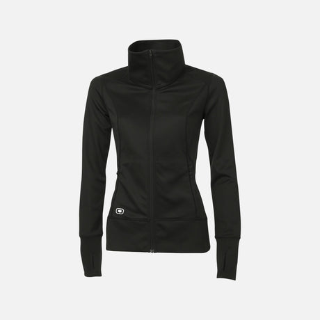 Veste légère noire OGIO LOE700 avec manches longues, vêtement de veste pour un style décontracté et confortable.