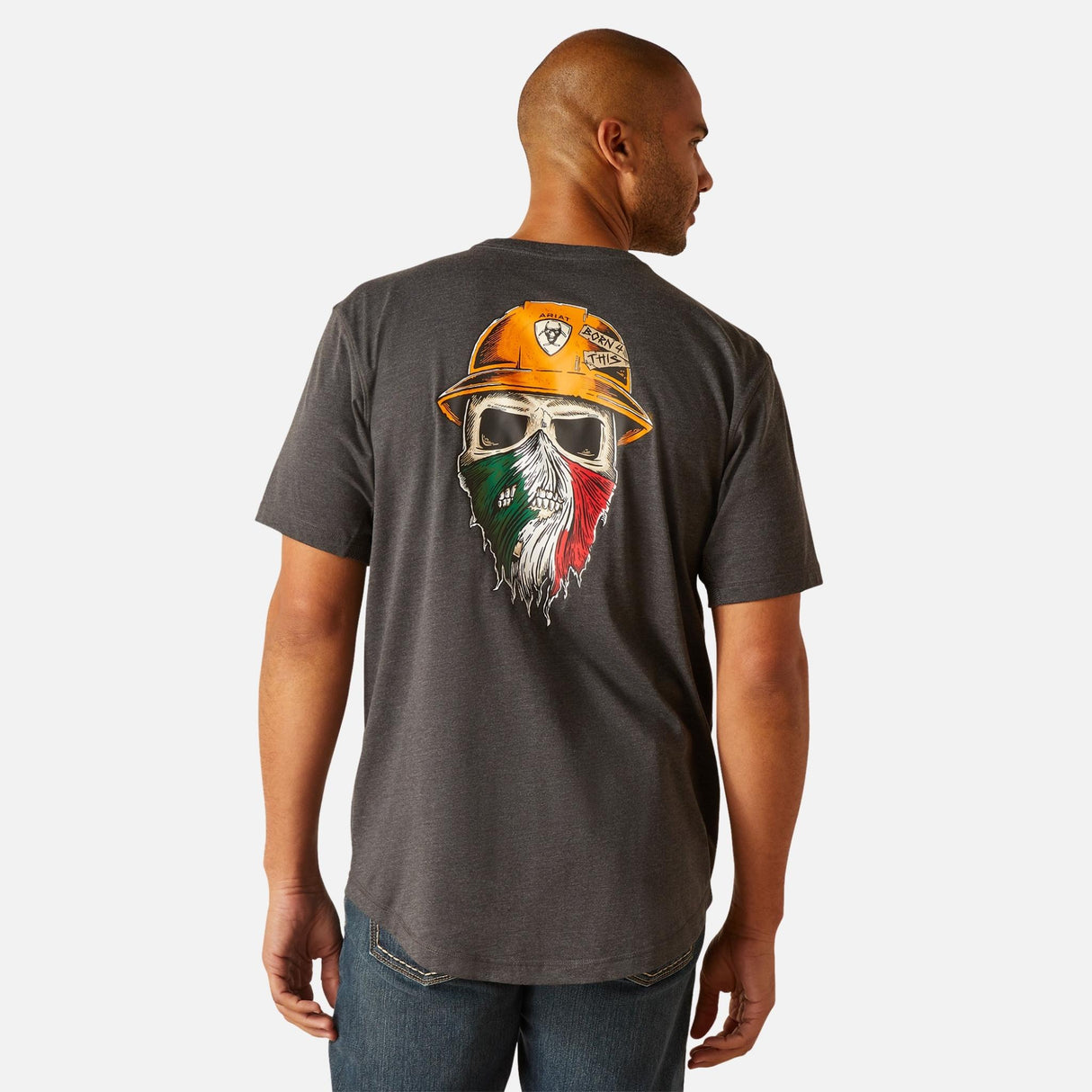 T-shirt à manches courtes Ariat en coton gris charbon, vêtement décontracté et confortable pour un style pratique.