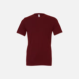 T-shirt à manches courtes unisexe Bella + Canvas 3001 marron, matière douce et coupe classique, porté sur mannequin.