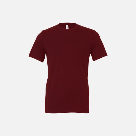 T-shirt à manches courtes unisexe Bella + Canvas 3001 marron, matière douce et coupe classique, porté sur mannequin.