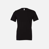 T-shirt à manches courtes unisexe Bella + Canvas 3001 noir, vêtement en coton léger et confortable, porté sur mannequin.