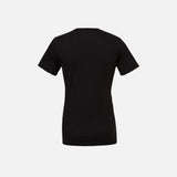 T-shirt à manches courtes unisexe Bella + Canvas 3001 noir, coton doux, porté sur mannequin, vue de face.