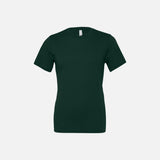 T-shirt à manches courtes unisexe Bella + Canvas 3001 vert forêt, vêtement décontracté en coton doux, vue de face.