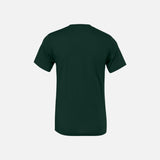 T-shirt à manches courtes unisexe Bella + Canvas 3001 en vert forêt, vue de face, coton confortable et coupe classique.