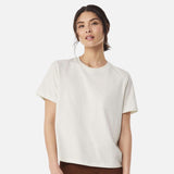 Chandail-manches-courtes-Bella-Canvas-S_S-6110-blanc-vintage-devant-mannequin