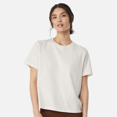 Chandail-manches-courtes-Bella-Canvas-S_S-6110-blanc-vintage-devant-mannequin