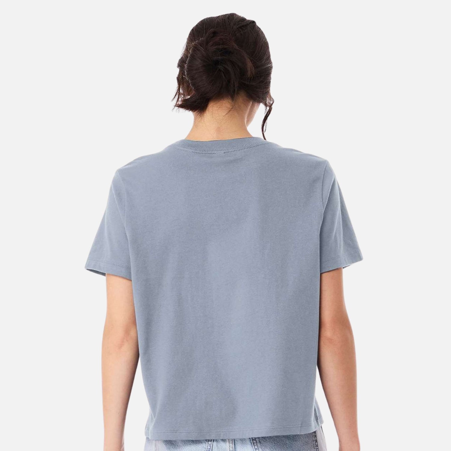 Chandail-manches-courtes-Bella-Canvas-S_S-6110-denin-vintage-derrière-mannequin