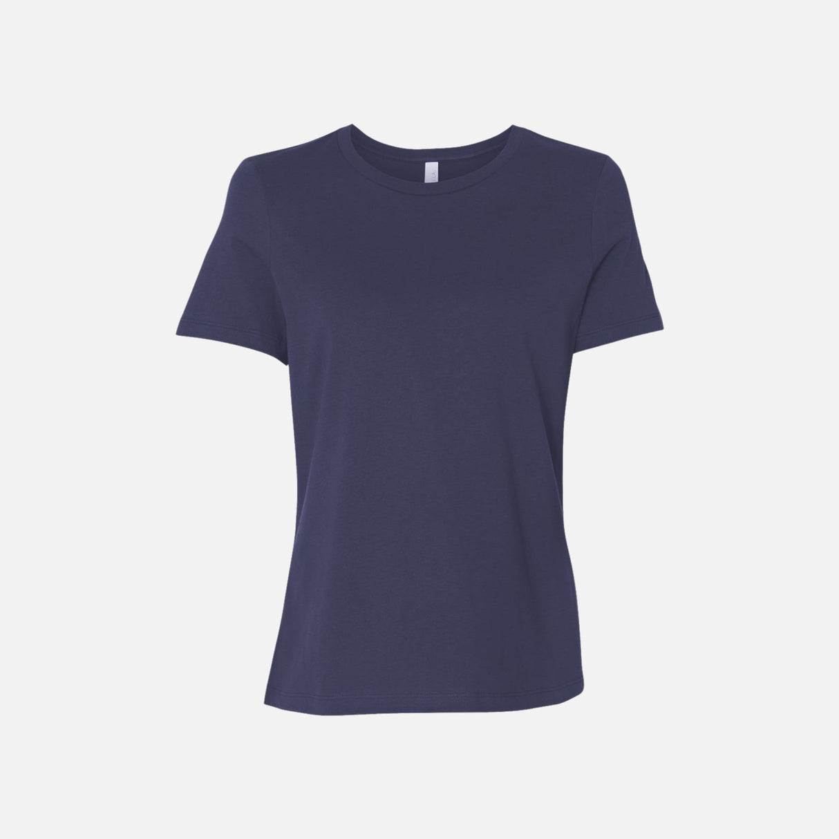 T-shirt à manches courtes Bella + Canvas marine, style classique en coton pour homme ou femme, vue de face.