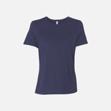 T-shirt à manches courtes Bella + Canvas marine, style classique en coton pour homme ou femme, vue de face.