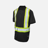 Polo haute visibilité noir Tough Duck avec manches courtes, vêtements de sécurité pour une meilleure visibilité.