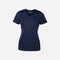 T-shirt performance pour femme ATC à col en V, manches courtes, tissu technique marine, idéal pour sport et confort.