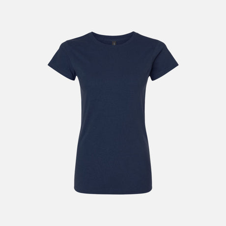 T-shirt à manches courtes pour femme Gildan 64000L marine, vêtement décontracté en coton, vue de face.