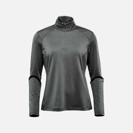 Chandail 1/4 zip Stormtech Augusta à manches longues en gris, vêtement de sport ou décontracté pour homme.