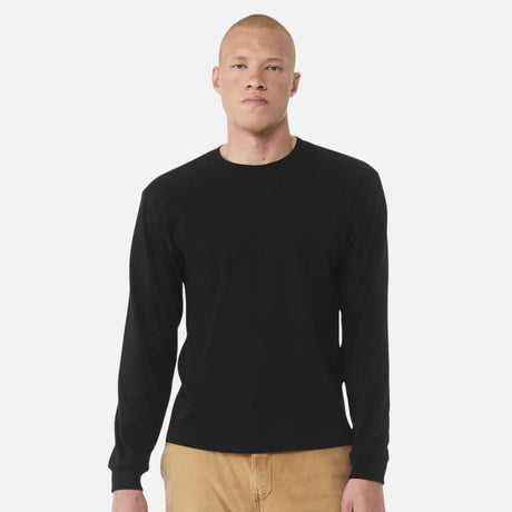 Chandail-manches-longues-Bella-Canvas-S_S-3511-noir-devant-mannequin